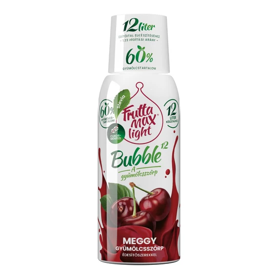 FruttaMax Bubble12 light meggy gyümölcsszörp 0,5 literes palack