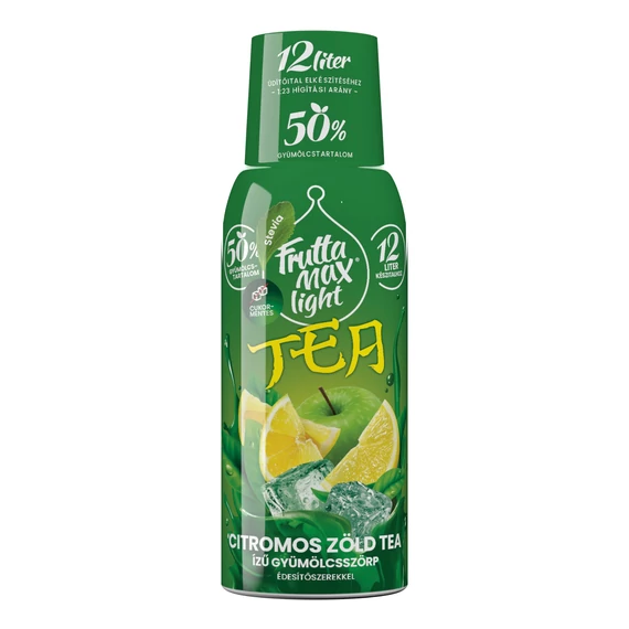FruttaMax Bubble12 light citromos zöld tea ízű gyümölcsszörp 0,5 literes palack